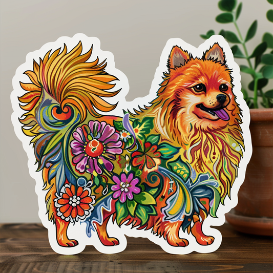 Sticker of a Pomeranian Dog majestic Expressive surreal Heartcore Vinyl Decal Sticker for Car, Laptop, Tumbler and more # F014004