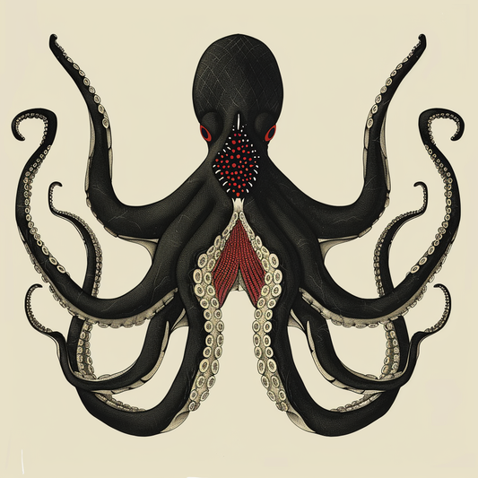 Sticker of a Octopus heartcore majestic Expressive surreal Vinyl Decal Sticker for Car, Laptop, Tumbler and more # F015691