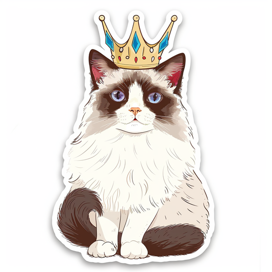 Ragdoll Cat crowned Vinyl Decal Sticker for Car, Laptop, Tumbler and more # F010270