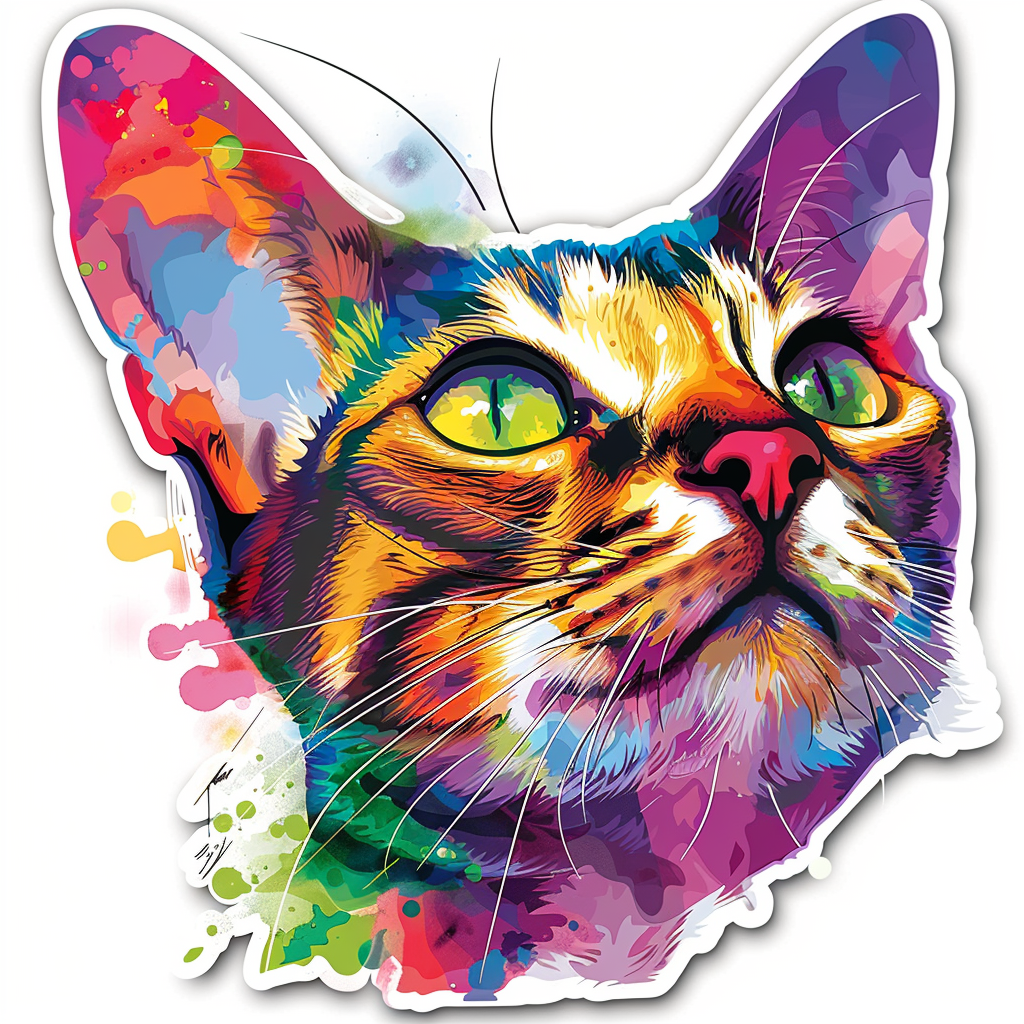 Abyssinian Cat astronaut majestic Expressive surreal Vinyl Decal Sticker for Car, Laptop, Tumbler and more # F021081-4" x 4"