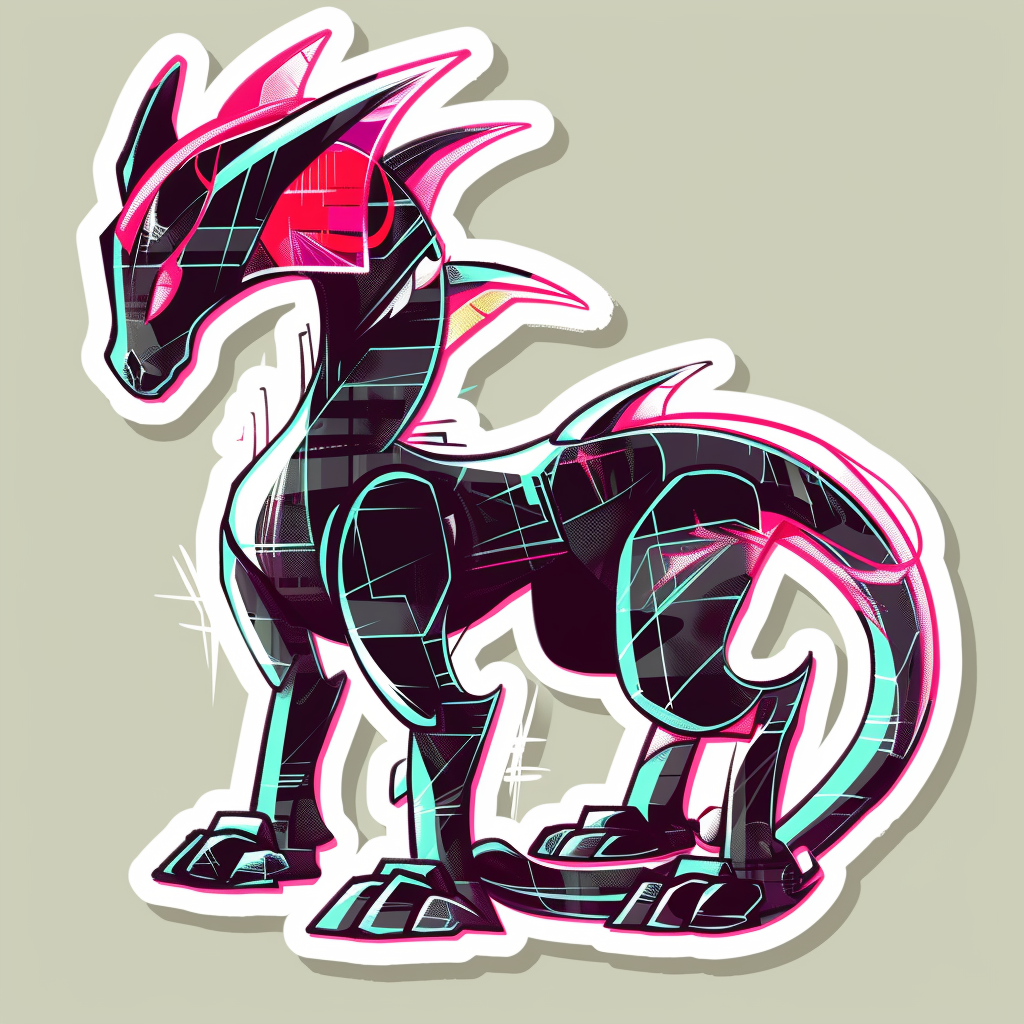 Dragon cyber punk majestic Expressive surreal Vinyl Decal Sticker for Car, Laptop, Tumbler and more # F019116-4" x 4"