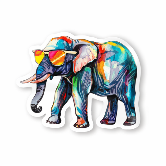 Elephant Expressive surreal Vinyl Decal Sticker for Car, Laptop, Tumbler and more # F022253-4" x 4"