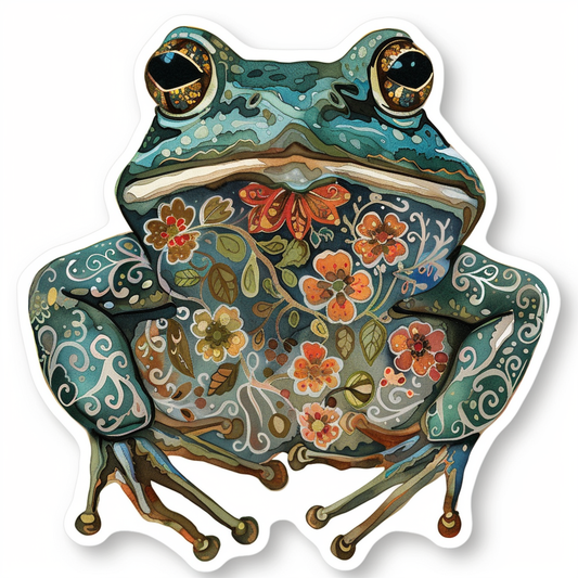 Sticker of a Frog majestic Expressive surreal Vinyl Decal Sticker for Car, Laptop, Tumbler and more # F016596