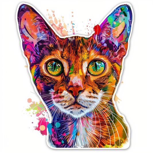 Abyssinian Cat astronaut majestic Expressive surreal Vinyl Decal Sticker for Car, Laptop, Tumbler and more # F021130-4" x 4"