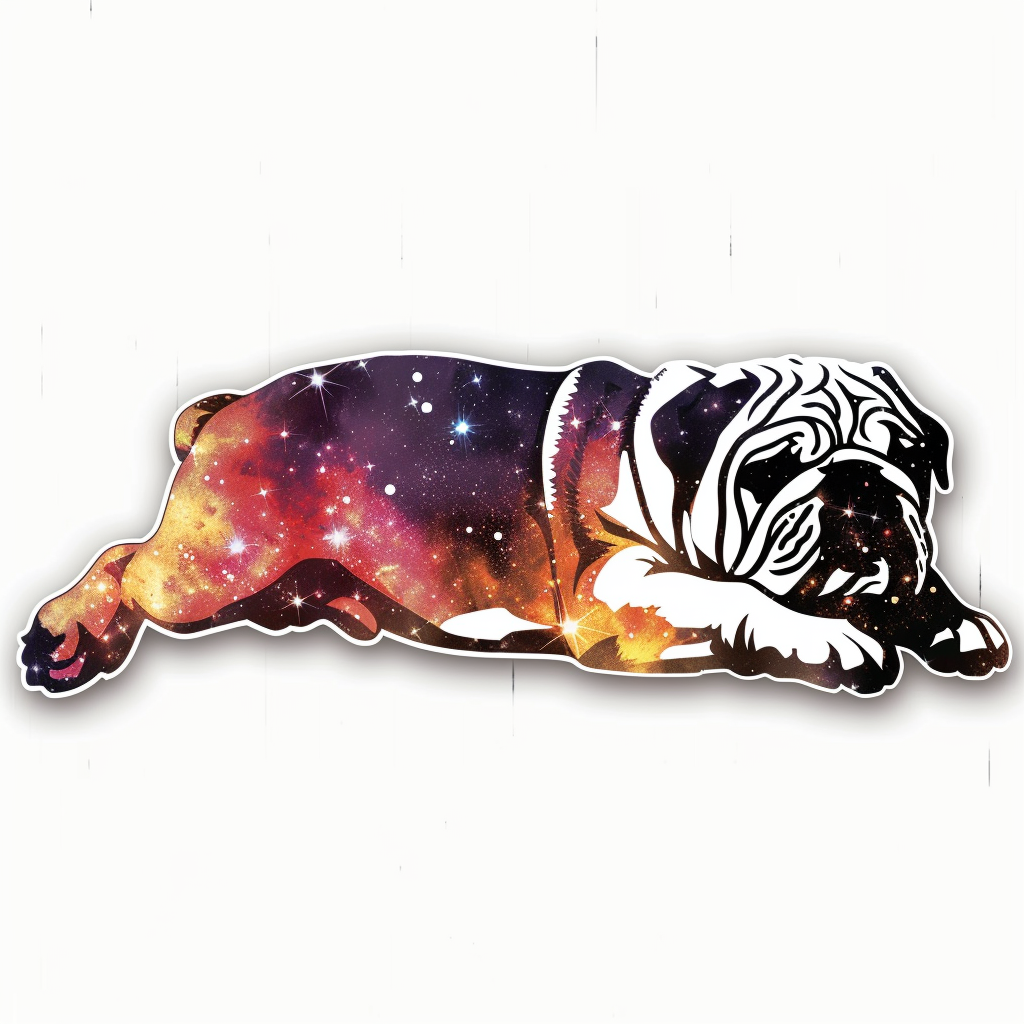 Bulldog Dog galaxy majestic Expressive surreal Vinyl Decal Sticker for Car, Laptop, Tumbler and more # F017522