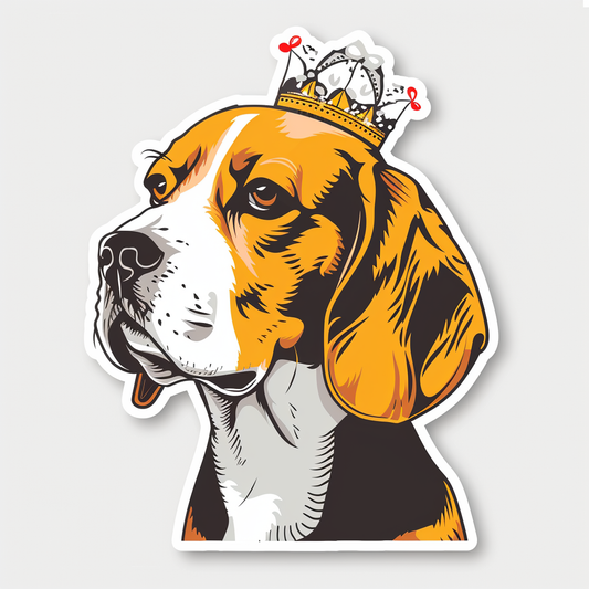 Beagle dog crowned Vinyl Decal Sticker for Car, Laptop, Tumbler and more # F011848