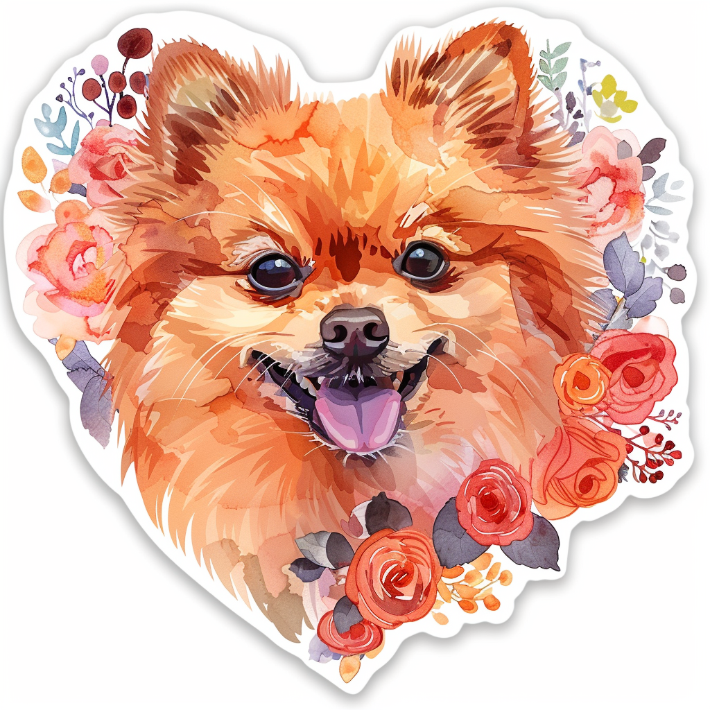 Sticker of a Pomeranian Dog majestic Expressive surreal Heartcore Vinyl Decal Sticker for Car, Laptop, Tumbler and more # F013962
