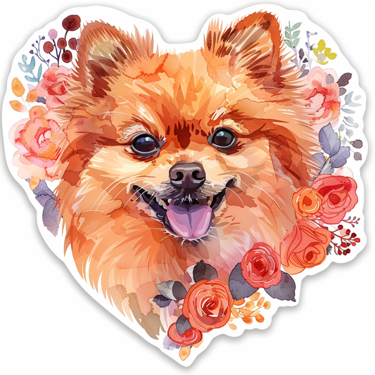 Sticker of a Pomeranian Dog majestic Expressive surreal Heartcore Vinyl Decal Sticker for Car, Laptop, Tumbler and more # F013962