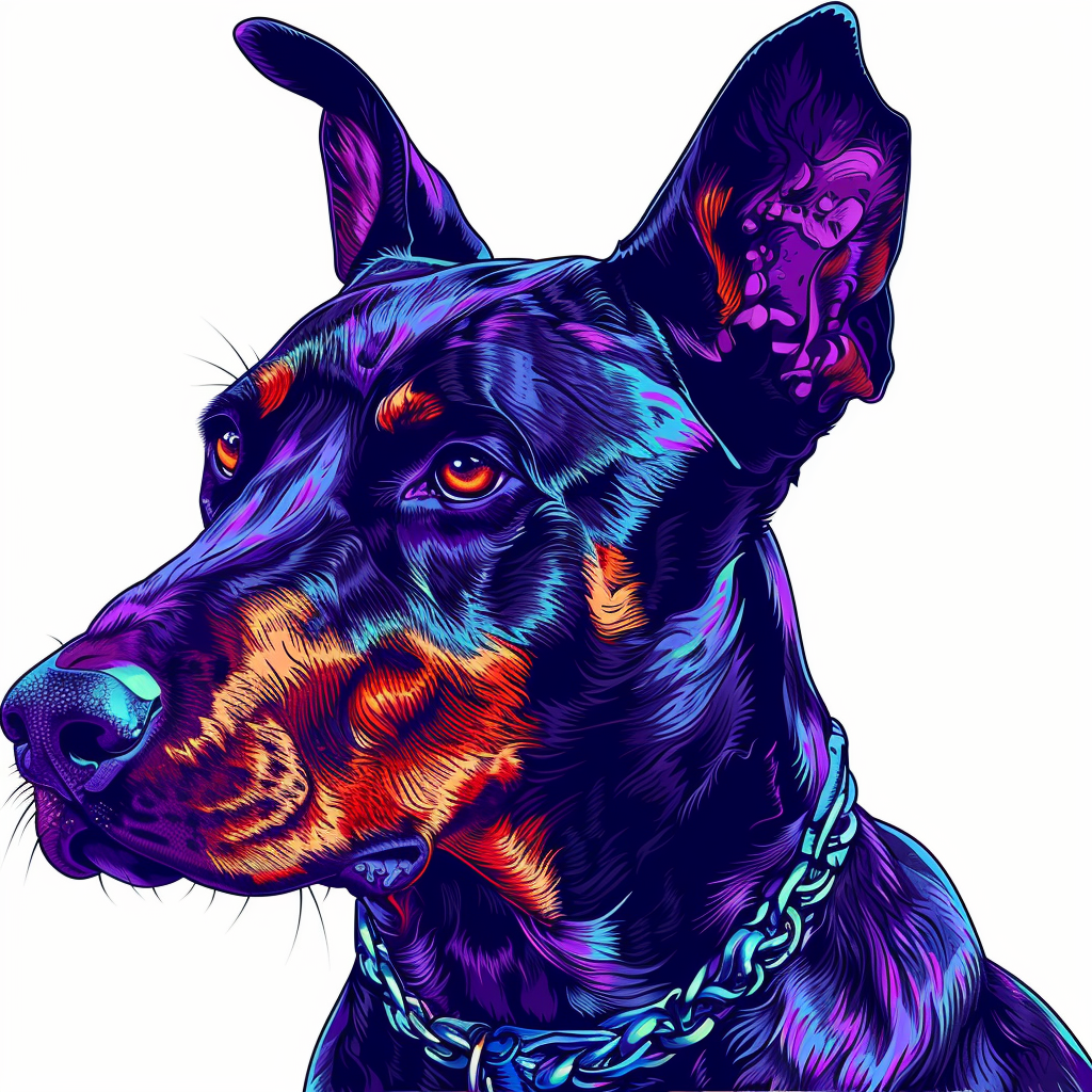 Sticker of a Doberman Pinscher Dog majestic Expressive surreal Vinyl Decal Sticker for Car, Laptop, Tumbler and more # F019203
