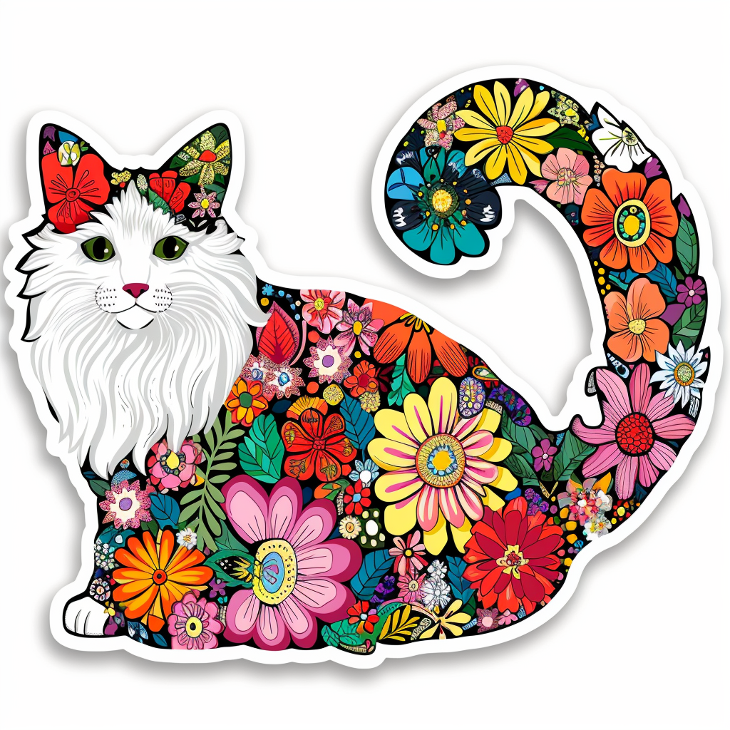 Adorable Turkish Angora Cat  Vinyl Decal Sticker for Car, Laptop, Tumbler and more # F020798-4" x 4"