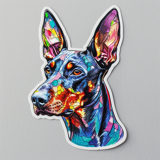 Sticker of a Doberman Pinscher Dog majestic Expressive surreal Vinyl Decal Sticker for Car, Laptop, Tumbler and more # F019197