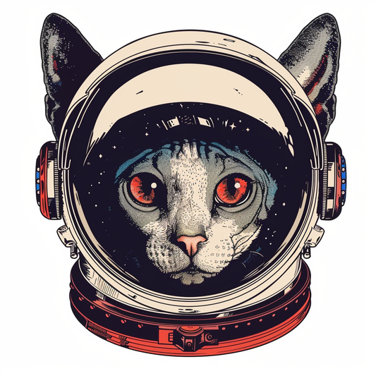 Adorable Cornish Rex Cat Expressive surreal Vinyl Decal Sticker for Car, Laptop, Tumbler and more # F021436-4" x 4"
