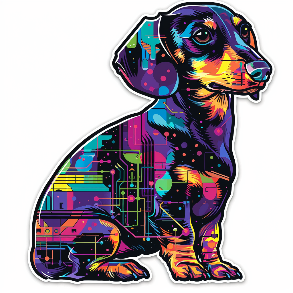 Dachshund Dog cyber punk Vinyl Decal Sticker for Car, Laptop, Tumbler and more # F012872