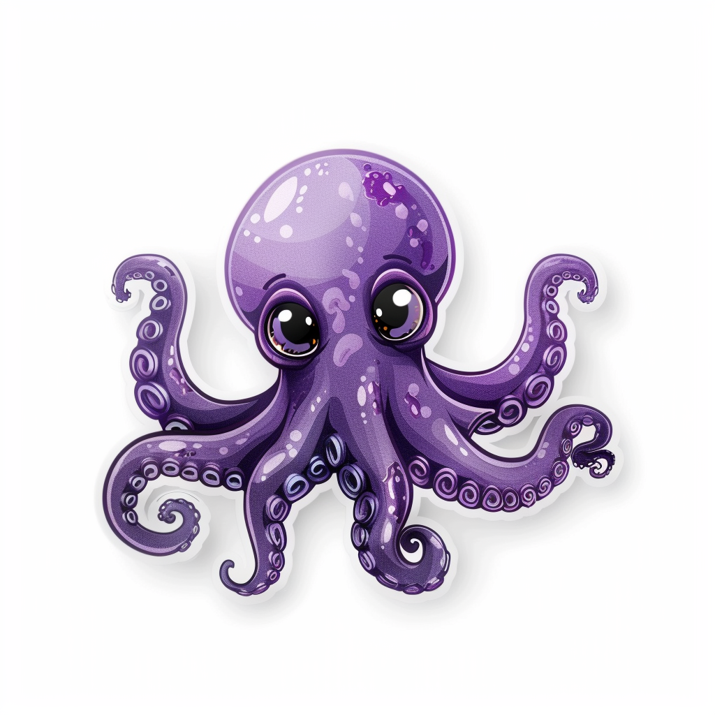 Adorable Octopus with chubby cheeks Expressive surreal Vinyl Decal Sticker for Car, Laptop, Tumbler and more # F015967
