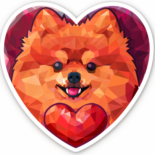 Sticker of a Pomeranian Dog majestic Expressive surreal Heartcore Vinyl Decal Sticker for Car, Laptop, Tumbler and more # F013970