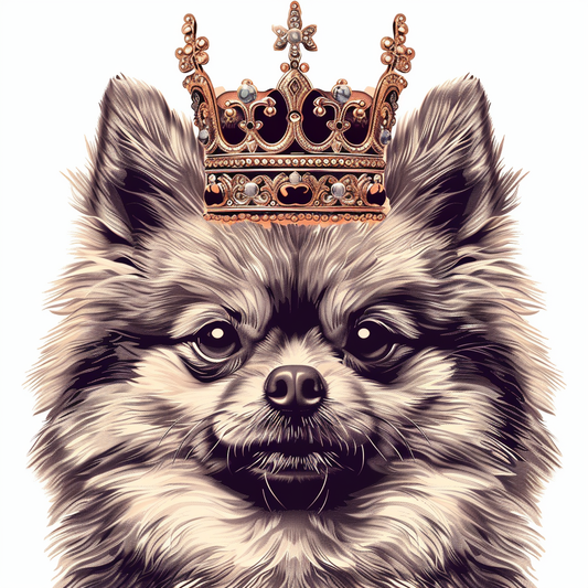 Sticker of a Pomeranian Dog crowned majestic Expressive surreal Vinyl Decal Sticker for Car, Laptop, Tumbler and more # F013916