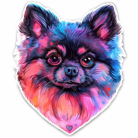 Sticker of a Pomeranian Dog majestic Expressive surreal Heartcore Vinyl Decal Sticker for Car, Laptop, Tumbler and more # F013960