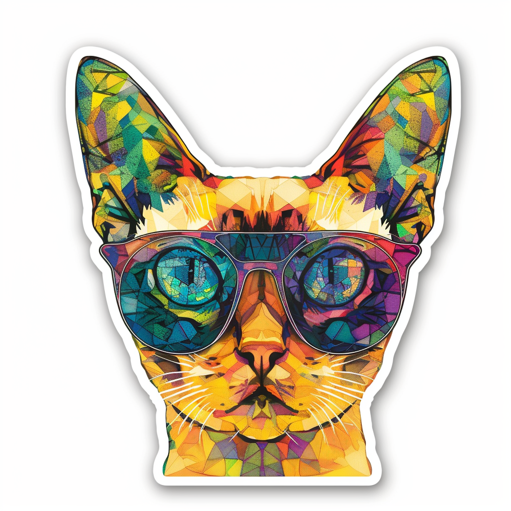 Burmese Cat wearing sunglasses Vinyl Decal Sticker for Car, Laptop, Tumbler and more # F010958