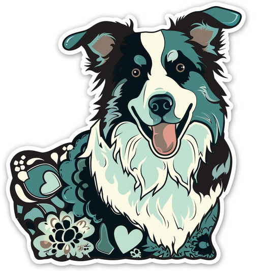 Sticker of a Border Collie Dog majestic Expressive surreal Vinyl Decal Sticker for Car, Laptop, Tumbler and more # F021886