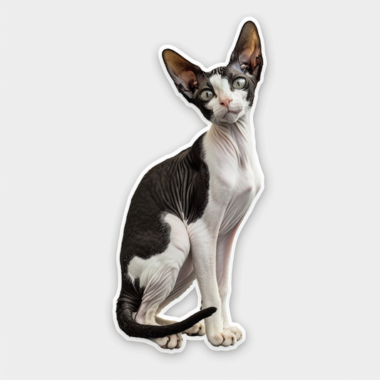 Adorable Cornish Rex Cat Expressive surreal Vinyl Decal Sticker for Car, Laptop, Tumbler and more # F021564-4" x 4"