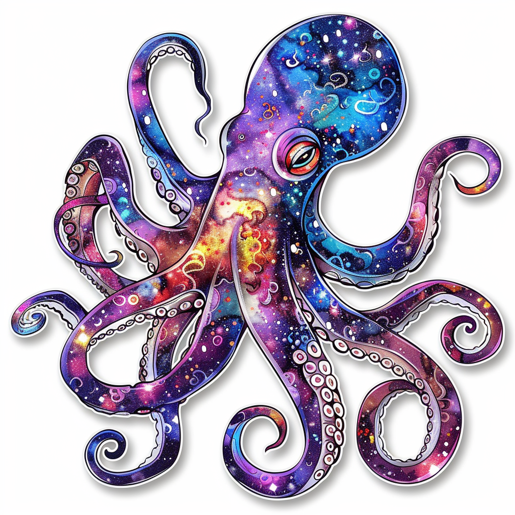 Sticker of a Octopus galaxy majestic Expressive surreal Vinyl Decal Sticker for Car, Laptop, Tumbler and more # F015634