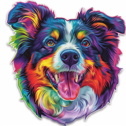 Border Collie Dog majestic Expressive surreal Vinyl Decal Sticker for Car, Laptop, Tumbler and more # F021860-4" x 4"