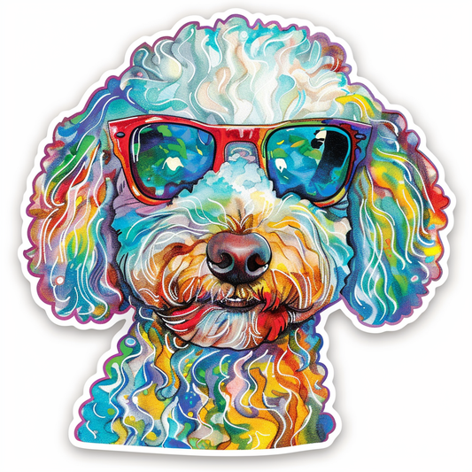 Poodle Dog wearing sunglasses Vinyl Decal Sticker for Car, Laptop, Tumbler and more # F012433