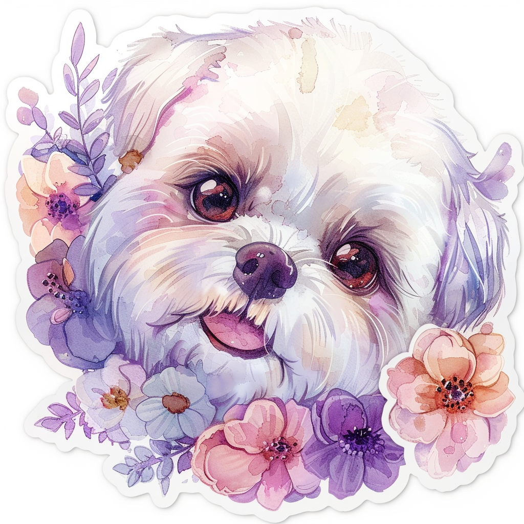 Adorable Shih Tzu Dog Expressive surreal Vinyl Decal Sticker for Car, Laptop, Tumbler and more # F018207