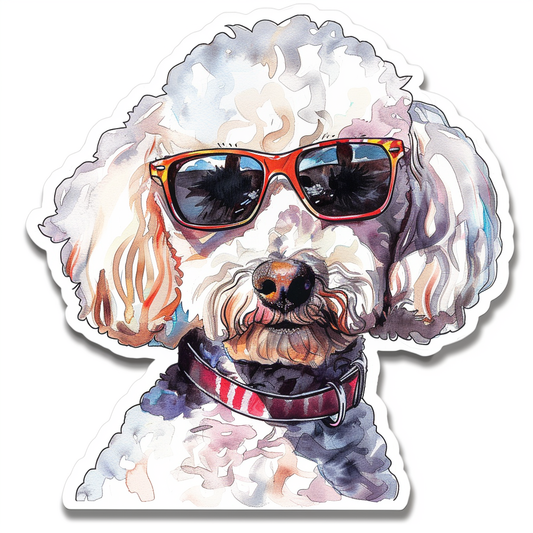 Poodle Dog wearing sunglasses Vinyl Decal Sticker for Car, Laptop, Tumbler and more # F012454