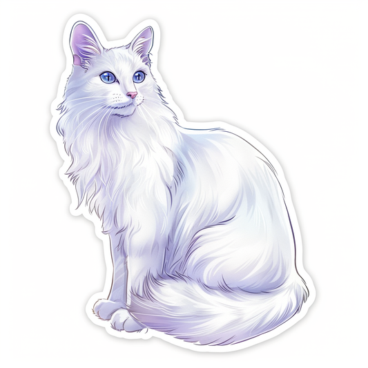 Adorable Turkish Angora Cat  Vinyl Decal Sticker for Car, Laptop, Tumbler and more # F020963-4" x 4"