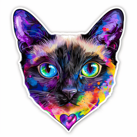 Burmese Cat heartcore Vinyl Decal Sticker for Car, Laptop, Tumbler and more # F010983