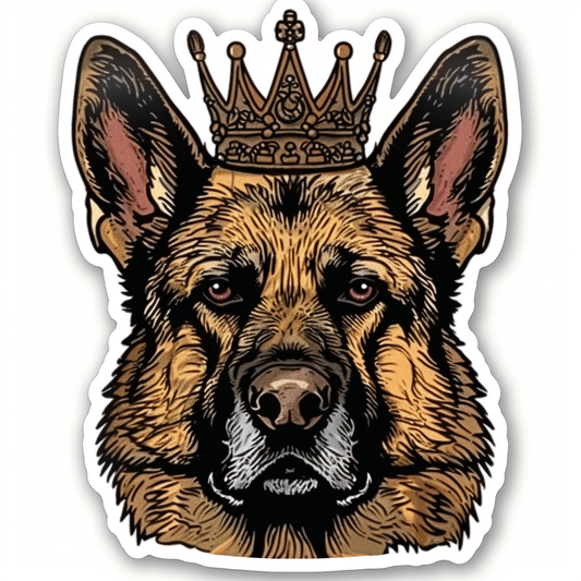 German Shepherd Dog crowned Vinyl Decal Sticker for Car, Laptop, Tumbler and more # F011438