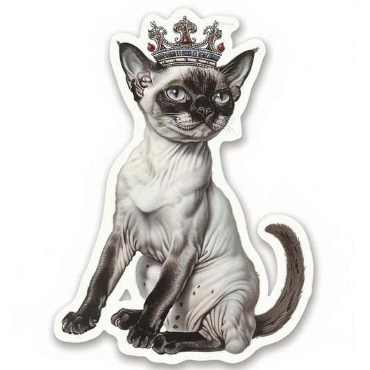 Adorable Cornish Rex Cat Expressive surreal Vinyl Decal Sticker for Car, Laptop, Tumbler and more # F021441-4" x 4"