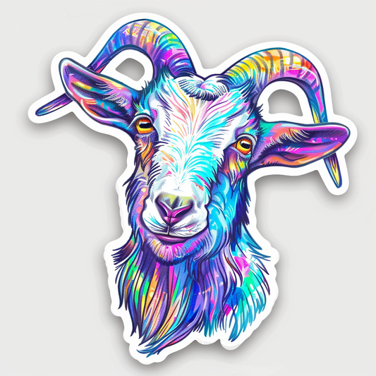 Goat majestic Expressive surreal Vinyl Decal Sticker for Car, Laptop, Tumbler and more # F020433-4" x 4"