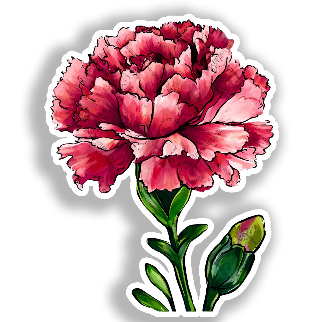 Carnation Flower Vinyl Decal Sticker for Car, Laptop, Tumbler and more # A018873-4" x 4"