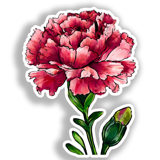 Carnation Flower Vinyl Decal Sticker for Car, Laptop, Tumbler and more # A018873-4" x 4"