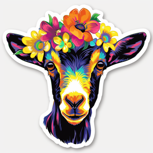 Goat majestic Expressive surreal Vinyl Decal Sticker for Car, Laptop, Tumbler and more # F020581-4" x 4"
