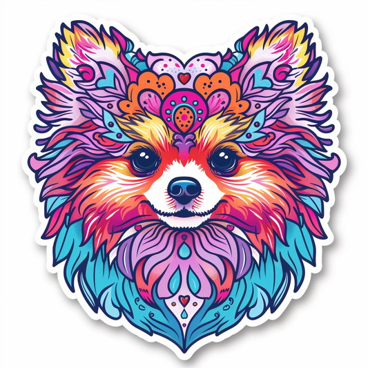 Sticker of a Pomeranian Dog majestic Expressive surreal Heartcore Vinyl Decal Sticker for Car, Laptop, Tumbler and more # F014115