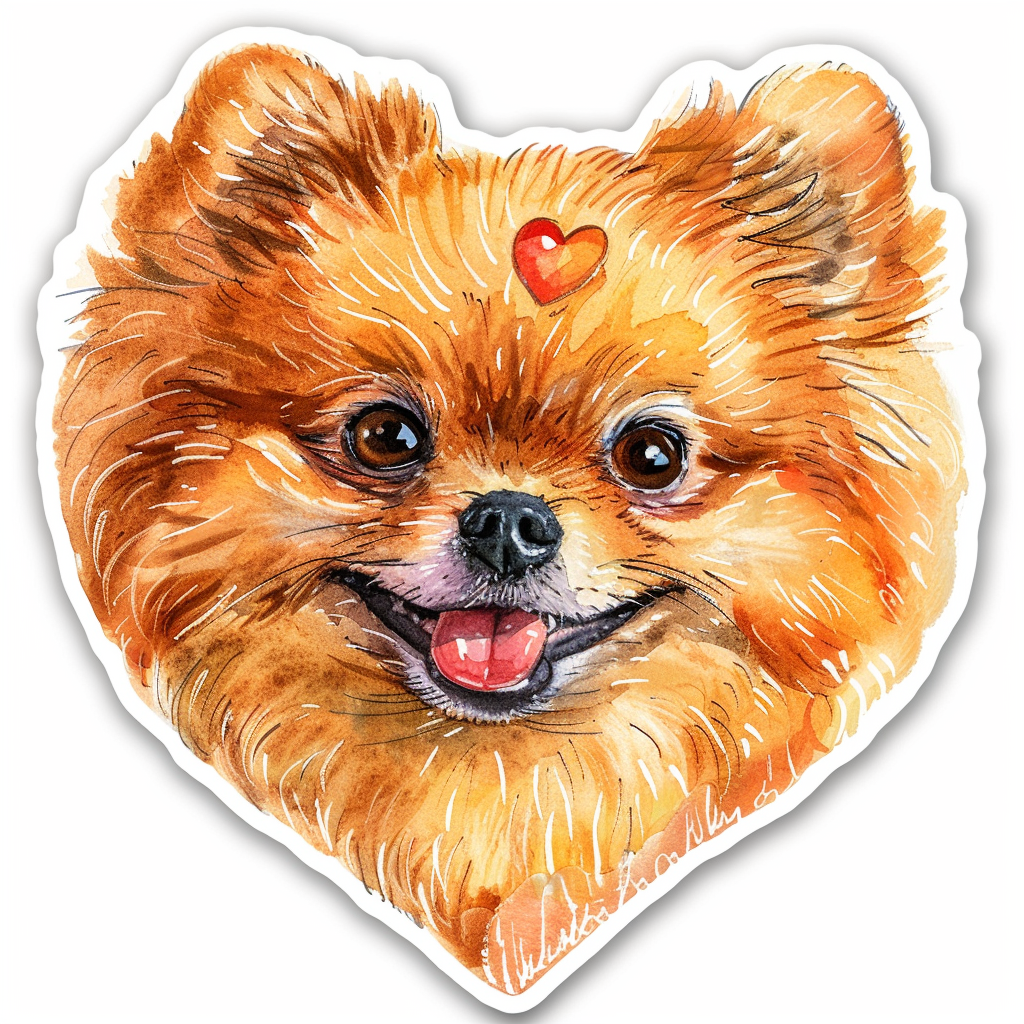 Sticker of a Pomeranian Dog majestic Expressive surreal Heartcore Vinyl Decal Sticker for Car, Laptop, Tumbler and more # F014008