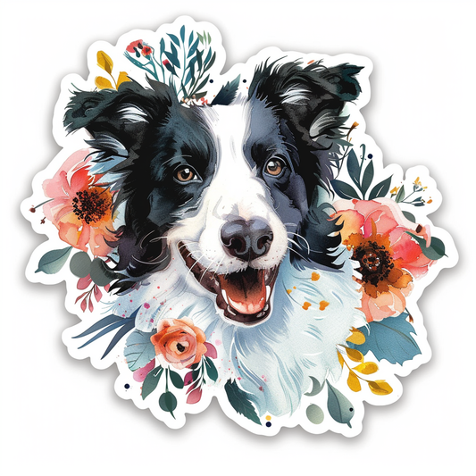 Border Collie Dog majestic Expressive surreal Vinyl Decal Sticker for Car, Laptop, Tumbler and more # F021737-4" x 4"