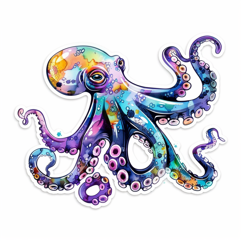 Sticker of an Octopus astronaut majestic Expressive surreal Vinyl Decal Sticker for Car, Laptop, Tumbler and more # F015659