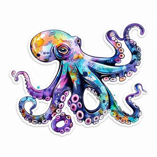 Sticker of an Octopus astronaut majestic Expressive surreal Vinyl Decal Sticker for Car, Laptop, Tumbler and more # F015659