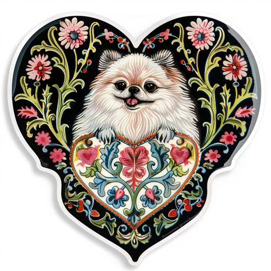 Sticker of a Pomeranian Dog majestic Expressive surreal Heartcore Vinyl Decal Sticker for Car, Laptop, Tumbler and more # F013959