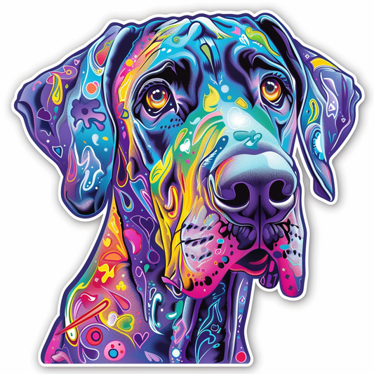 Adorable Great Dane Dog Expressive surreal Vinyl Decal Sticker for Car, Laptop, Tumbler and more # F017950