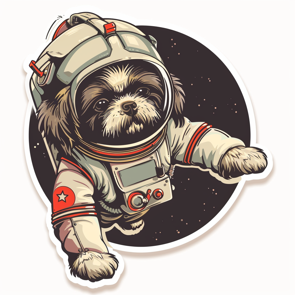Adorable Shih Tzu Dog Expressive surreal Vinyl Decal Sticker for Car, Laptop, Tumbler and more # F018461