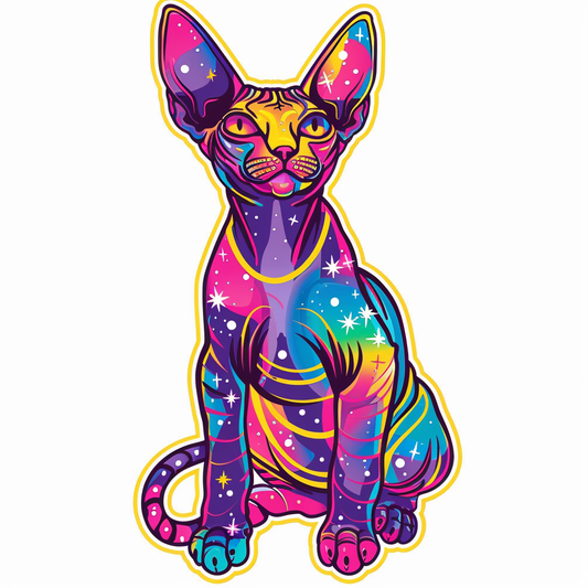 Adorable Cornish Rex Cat Expressive surreal Vinyl Decal Sticker for Car, Laptop, Tumbler and more # F021455-4" x 4"