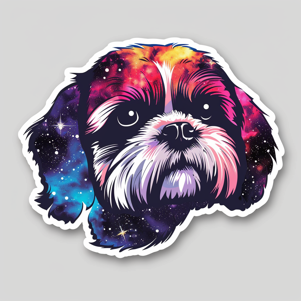 Adorable Shih Tzu Dog Expressive surreal Vinyl Decal Sticker for Car, Laptop, Tumbler and more # F018281