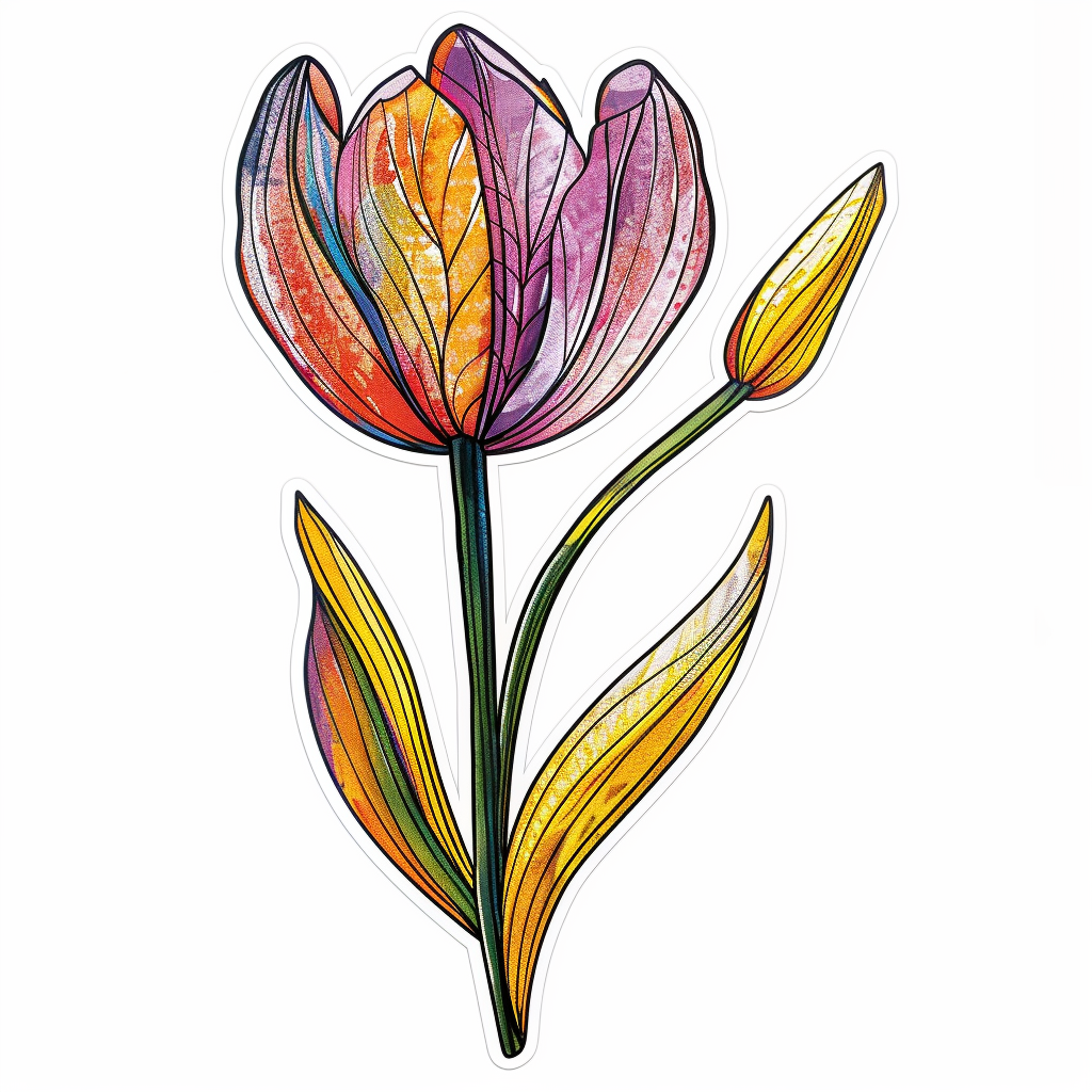 Sticker of a Tulip flower Vinyl Decal Sticker for Car, Laptop, Tumbler and more # F023407