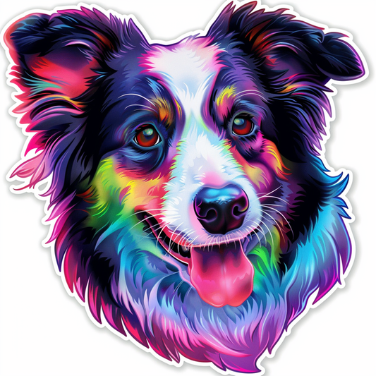 Border Collie Dog majestic Expressive surreal Vinyl Decal Sticker for Car, Laptop, Tumbler and more # F021863-4" x 4"