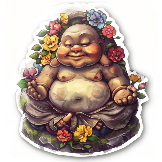 Adorable Buddha Expressive surreal Vinyl Decal Sticker for Car, Laptop, Tumbler and more # F017153